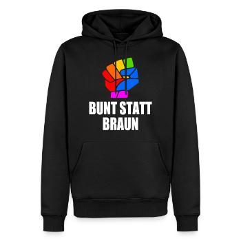 bunt statt braun - Männer Premium Bio Hoodie - Schwarz - Vorne - Nico (187cm)