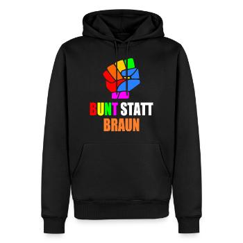 bunt statt braun - Männer Premium Bio Hoodie - Schwarz - Vorne - Nico (187cm)