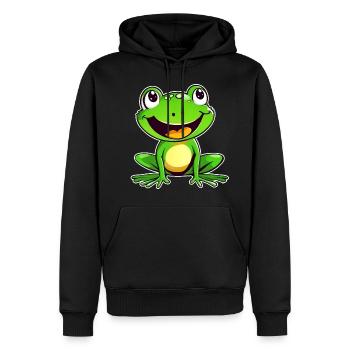 Niedlicher Frosch im Comic Style - Männer Premium Bio Hoodie - Schwarz - Vorne - Nico (187cm)