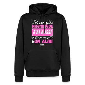 J'ai une fille magnifique.. - Sweat à capuche Premium bio Homme - noir - Devant - Nico (187cm)