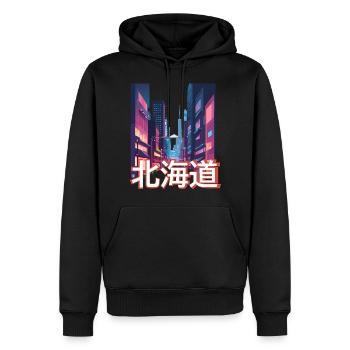 Hokkaido Neon Night - Männer Premium Bio Hoodie - Schwarz - Vorne - Nico (187cm)