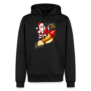Réveillon du Nouvel An Fusée Feux d’artifice Bonne Année Père Noël - Sweat à capuche Premium bio Homme - noir - Devant - Nico (187cm)