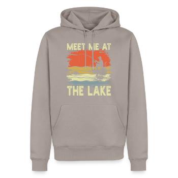 Treffen Sie mich am See Retro Angelliebhaber - Männer Premium Bio Hoodie - Taupe - Vorne - Nico (187cm)