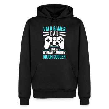 Gamer Papa T-Shirt – Lustiges Vatertagsgeschenk - Männer Premium Bio Hoodie - Schwarz - Vorne - Nico (187cm)