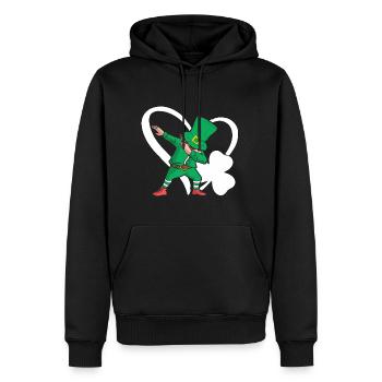 Dabbing St. Patty Kleeblatt Hut Herz - Männer Premium Bio Hoodie - Schwarz - Vorne - Nico (187cm)