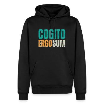 Cogito ergo sum - lateinisches Zitat - Männer Premium Bio Hoodie - Schwarz - Vorne - Nico (187cm)