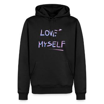 Moi-même, ligne d’amour de soi - Sweat à capuche Premium bio Homme - noir - Devant - Nico (187cm)