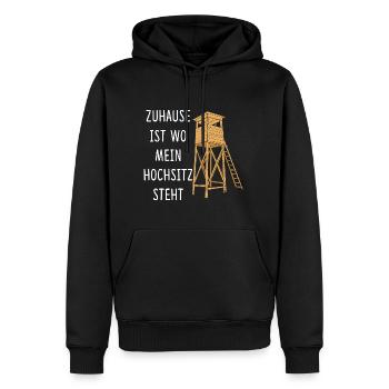 Zuhause Ist Wo Mein Hochsitz Steht Jäger Jagd - Männer Premium Bio Hoodie - Schwarz - Vorne - Nico (187cm)
