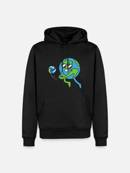 Earth Plays Volleyball Earth Day Earth Day - Men’s Premium Organic Hoodie - black