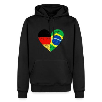 Flag Coeur Allemagne Brésil Drapeau - Sweat à capuche Premium bio Homme - noir - Devant - Nico (187cm)