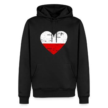 Flag Heart Poland Flag - Men’s Premium Organic Hoodie - black - Front - Nico (187cm)