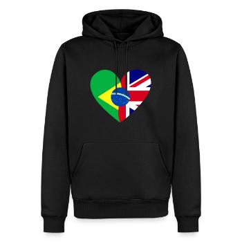 Flaggenherz Brasil Great Britain Flag - Männer Premium Bio Hoodie - Schwarz - Vorne - Nico (187cm)