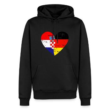 Drapeau coeur Croatie Allemagne Drapeau - Sweat à capuche Premium bio Homme - noir - Devant - Nico (187cm)
