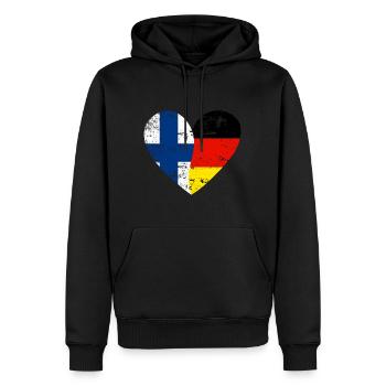 Flag Heart Finland Germany Flag - Men’s Premium Organic Hoodie - black - Front - Nico (187cm)