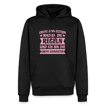 Ich bin die große Schwester Babyparty Schwanger - Männer Premium Bio Hoodie - Schwarz - Vorne - Nico (187cm)