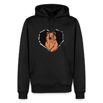 Bär Riss zerissenes Loch Herz Bärengesicht - Männer Premium Bio Hoodie - Schwarz - Vorne - Nico (187cm)