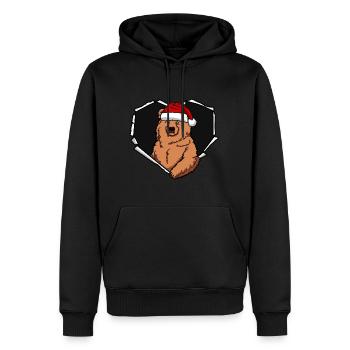 Crack bear with Christmas cap hole - Men’s Premium Organic Hoodie - black - Front - Nico (187cm)