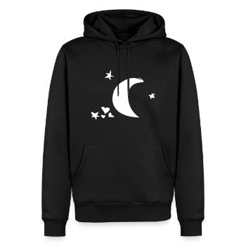 herzen herz mond nacht himmel stern - Männer Premium Bio Hoodie - Schwarz - Vorne - Nico (187cm)