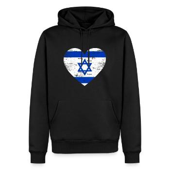 Israel Flag Heart - Men’s Premium Organic Hoodie - black - Front - Nico (187cm)