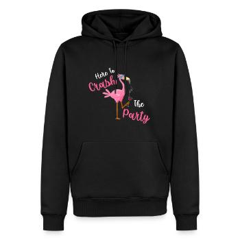 Here To Crash The Party Flamingo - Männer Premium Bio Hoodie - Schwarz - Vorne - Nico (187cm)