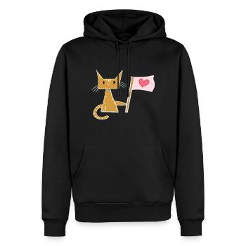 Liebe Flagge Herz Katze Tier - Männer Premium Bio Hoodie - Schwarz - Vorne - Nico (187cm)