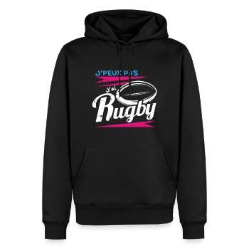 J'Peux pas j'ai Rugby - Sweat à capuche Premium bio Homme - noir - Devant - Nico (187cm)