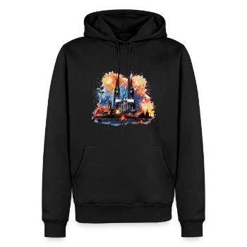 Happy New Year with fireworks in Cologne - Men’s Premium Organic Hoodie - black - Front - Nico (187cm)