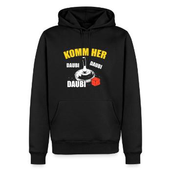 Komm Her Daubi Daubi Stockschütze Eisstock Daube - Männer Premium Bio Hoodie - Schwarz - Vorne - Nico (187cm)