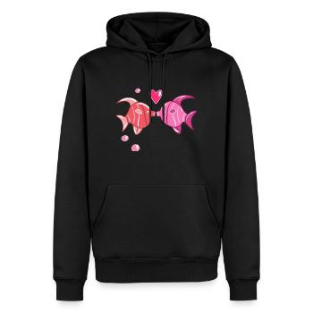 amoureux coeur animaux poisson doux - Sweat à capuche Premium bio Homme - noir - Devant - Nico (187cm)