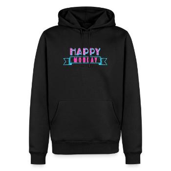 Happy Monday - Männer Premium Bio Hoodie - Schwarz - Vorne - Nico (187cm)