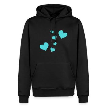 blaue Herzen Muster rot Symbol liebe - Männer Premium Bio Hoodie - Schwarz - Vorne - Nico (187cm)