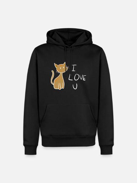 chat brun je t’aime - Sweat à capuche Premium bio Homme - noir
