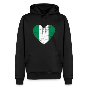 Cœur de drapeau du Nigeria - Sweat à capuche Premium bio Homme - noir - Devant - Nico (187cm)