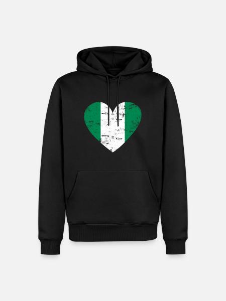 Nigeria Flag Heart - Men’s Premium Organic Hoodie - black