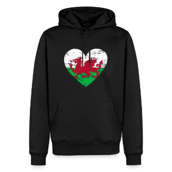 Cœur du drapeau du Pays de Galles - Sweat à capuche Premium bio Homme - noir - Devant - Nico (187cm)