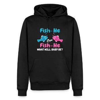 Fish-He or Fish-She Gender Reveal Fishing Gender - Sweat à capuche Premium bio Homme - noir - Devant - Nico (187cm)