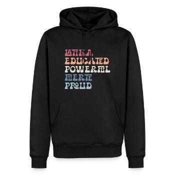 Latina Educated Powerful Fuerte Proud Feminist - Sweat à capuche Premium bio Homme - noir - Devant - Nico (187cm)