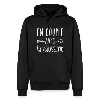 En Couple avec Pâtisserie, les Fans de Pâtisserie - Sweat à capuche Premium bio Homme - noir - Devant - Nico (187cm)