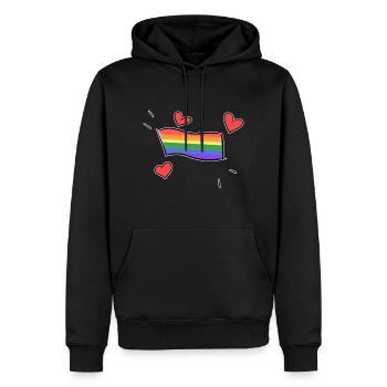 lgbt flagge rote herzen liebe - Männer Premium Bio Hoodie - Schwarz - Vorne - Nico (187cm)