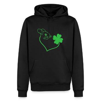 Chinchilla Kleeblatt Herz Kleeblatt - Männer Premium Bio Hoodie - Schwarz - Vorne - Nico (187cm)