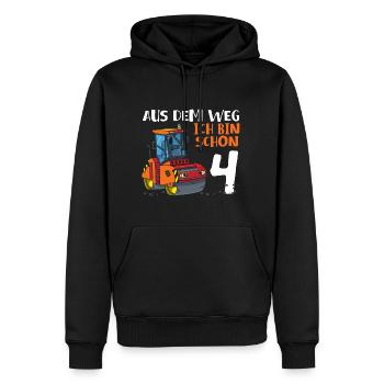 4. Geburtstag Straßenwalze Geburtstag 4 Jahre - Männer Premium Bio Hoodie - Schwarz - Vorne - Nico (187cm)