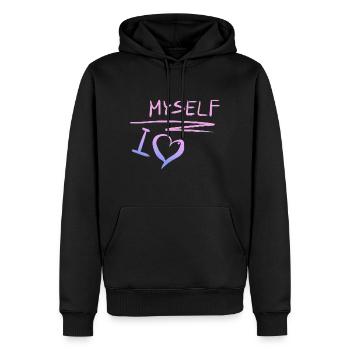 ich liebe mich selbstliebe herz - Männer Premium Bio Hoodie - Schwarz - Vorne - Nico (187cm)