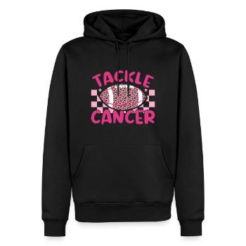 Tackle Football Pink Ribbon Hippie Breast Cancer - Sweat à capuche Premium bio Homme - noir - Devant - Nico (187cm)