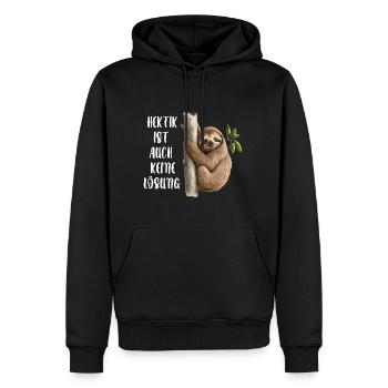 Hektik Ist Auch Keine Lösung Faultier - Männer Premium Bio Hoodie - Schwarz - Vorne - Nico (187cm)