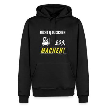 Nicht Quatschen Machen Stapler Staplerfahrer - Männer Premium Bio Hoodie - Schwarz - Vorne - Nico (187cm)