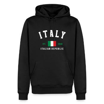 Italien gegründet 1946 - Männer Premium Bio Hoodie - Schwarz - Vorne - Nico (187cm)