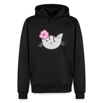 tête de chat fleur animal de compagnie symbole - Sweat à capuche Premium bio Homme - noir - Devant - Nico (187cm)