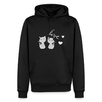 chat chats amis chers animaux chat ami - Sweat à capuche Premium bio Homme - noir - Devant - Nico (187cm)