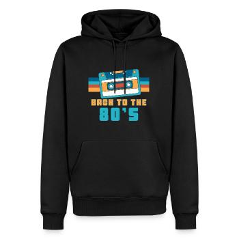 Cassette Retour à la fête des années 80 Gift 80s - Sweat à capuche Premium bio Homme - noir - Devant - Nico (187cm)