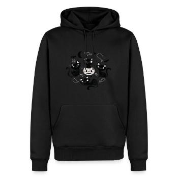 Cute Retro Black Cats Fall Halloween - Men’s Premium Organic Hoodie - black - Front - Nico (187cm)